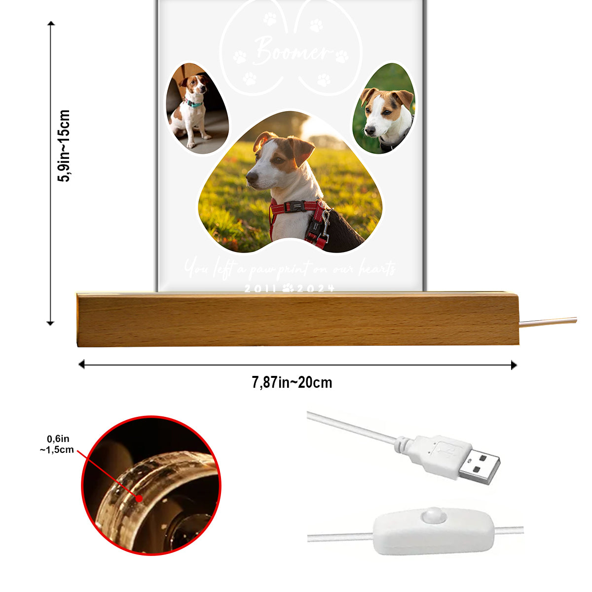 Du hast einen Pfotenabdruck hinterlassen – Personalisierte LED-Nachtleuchte in Hundeform