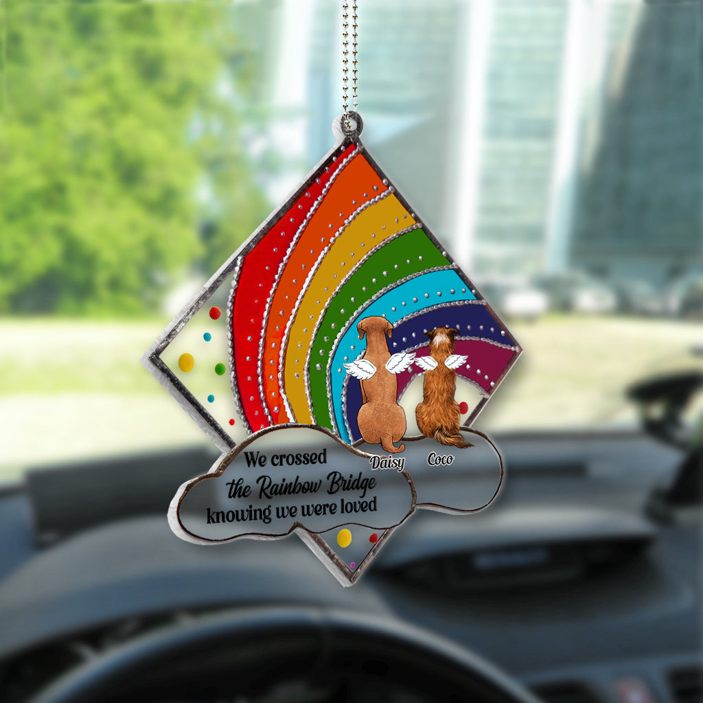 Rainbow Bridge Cat Dog Memorial - Personalized Dog Transparent Car Ornament