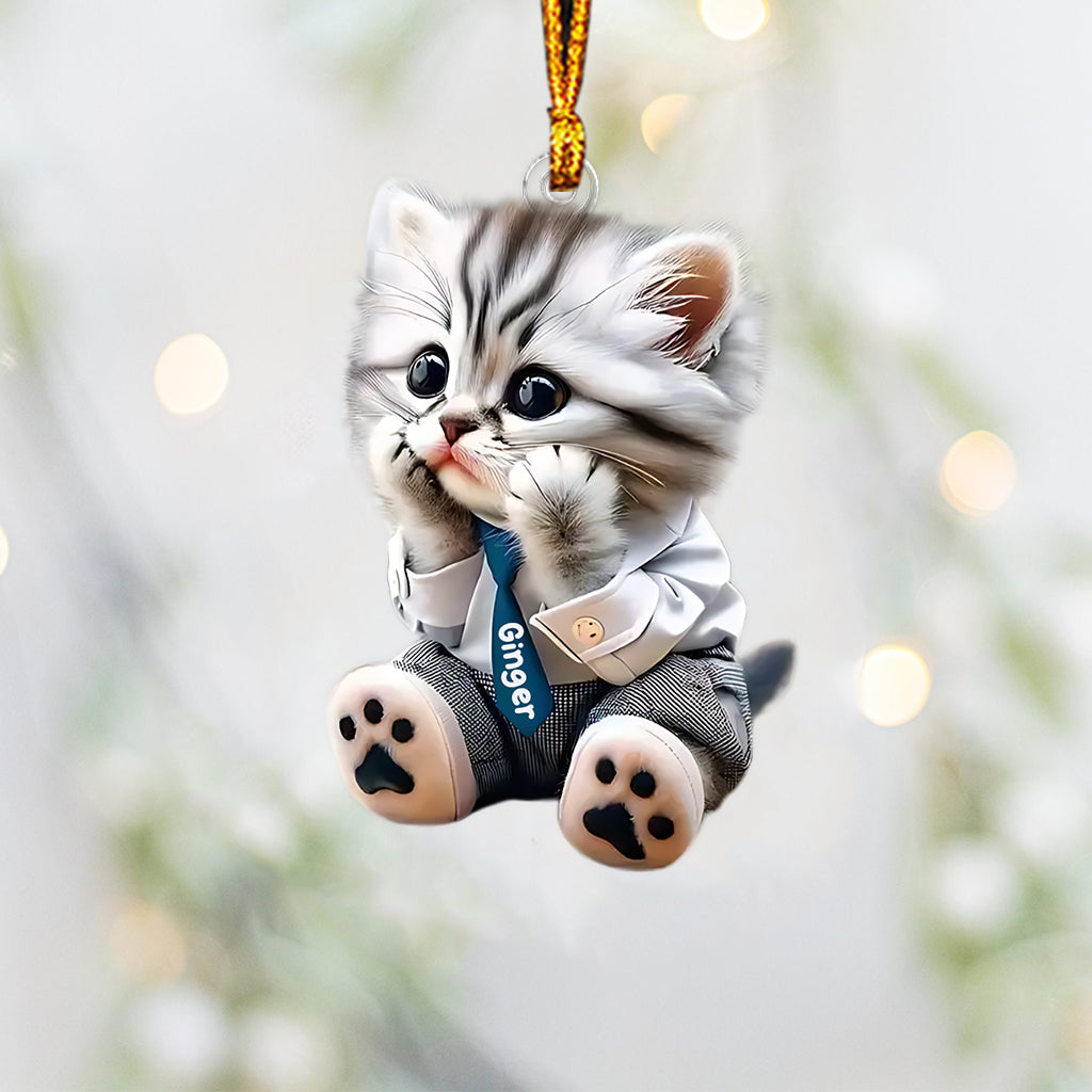 Cute Cat - Personalized Cat Custom Shaped Ornament