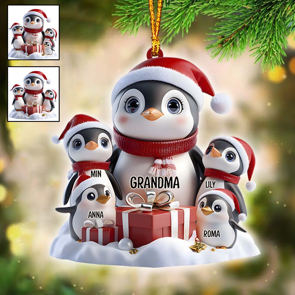Any Title Cute Penguin Ornament - Personalized Grandma Ornament