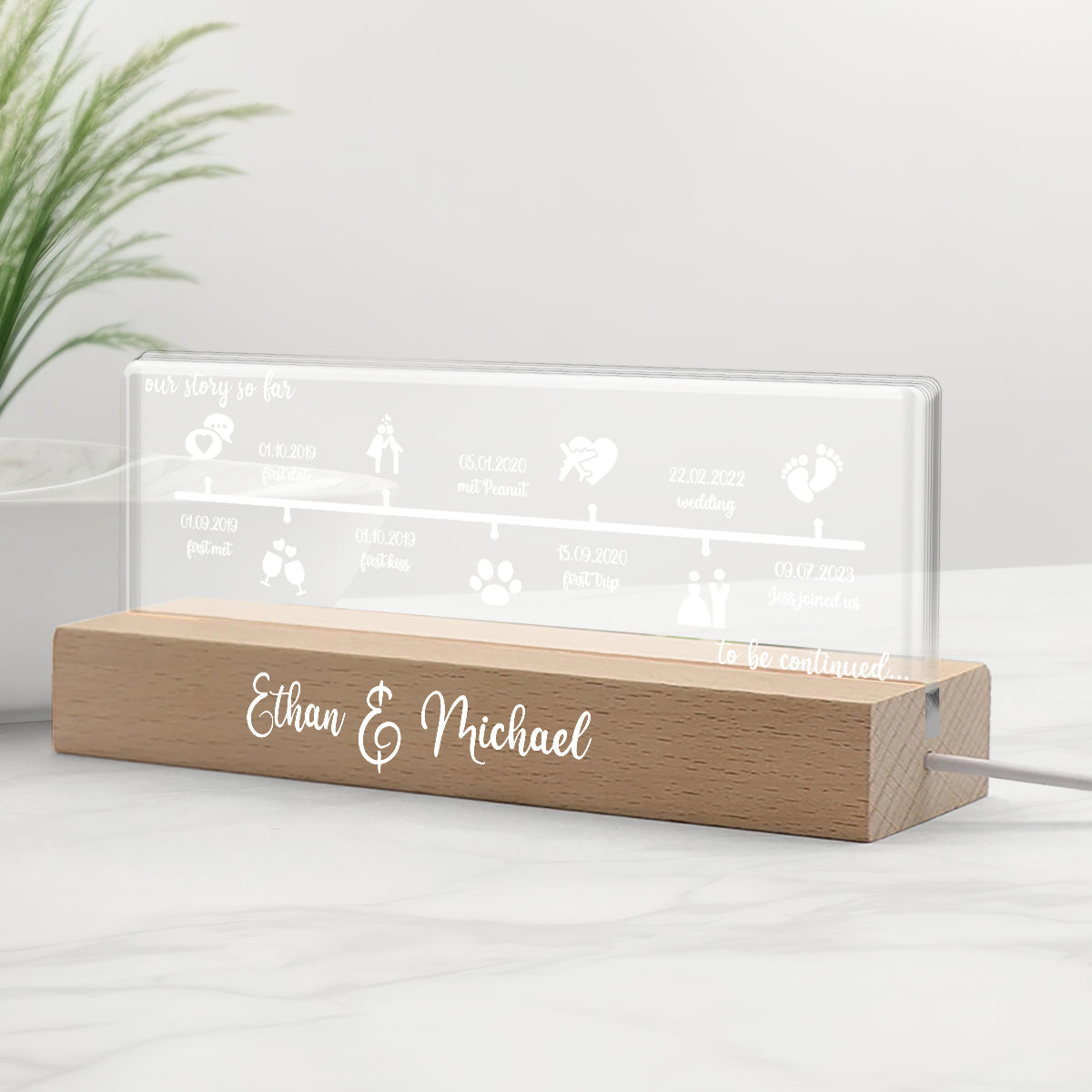 Our Story So Far - Personalized Couple Custom LED Night Light