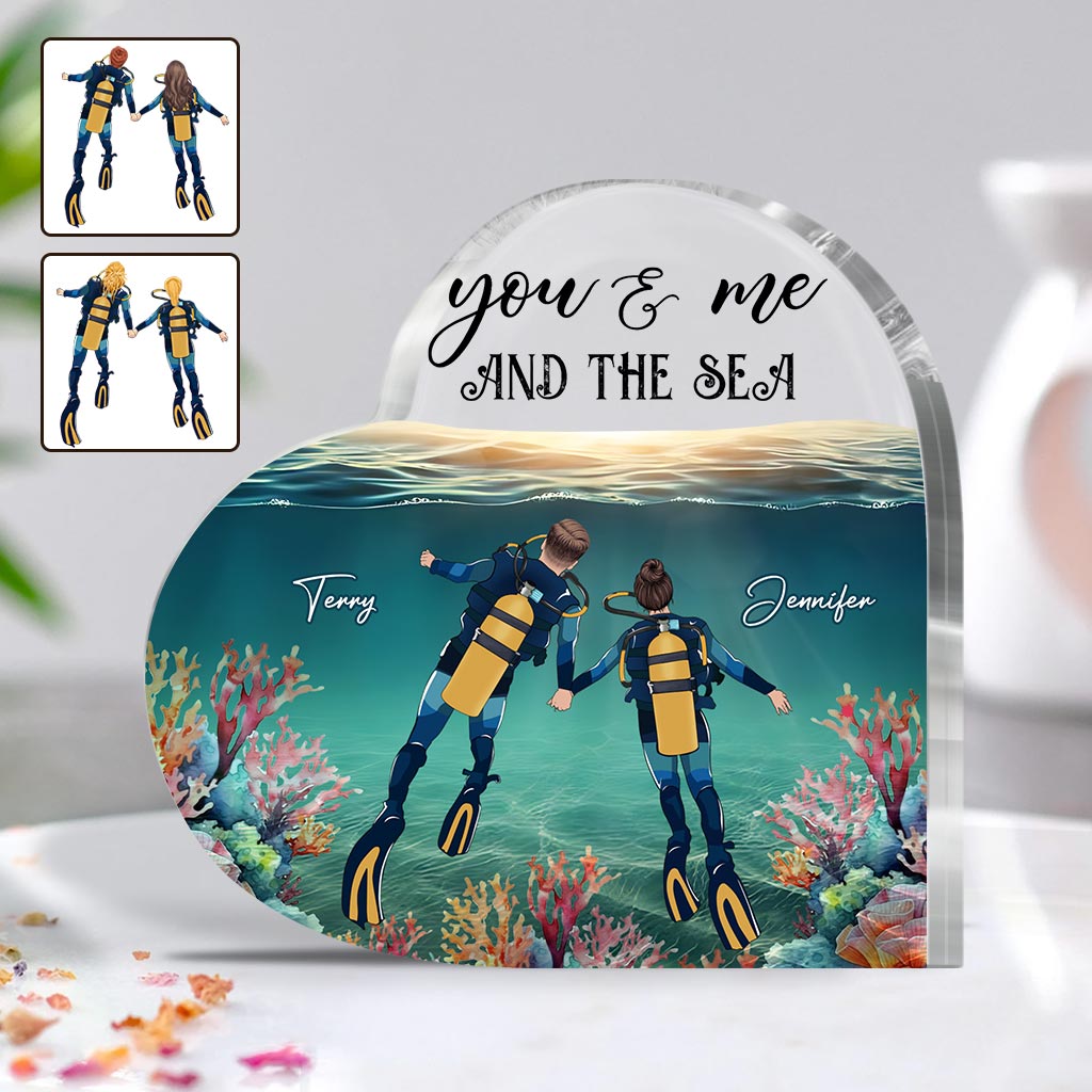 You And Me And The Sea - Personalized Scuba Diving Custom Shaped Acrylic Plaque