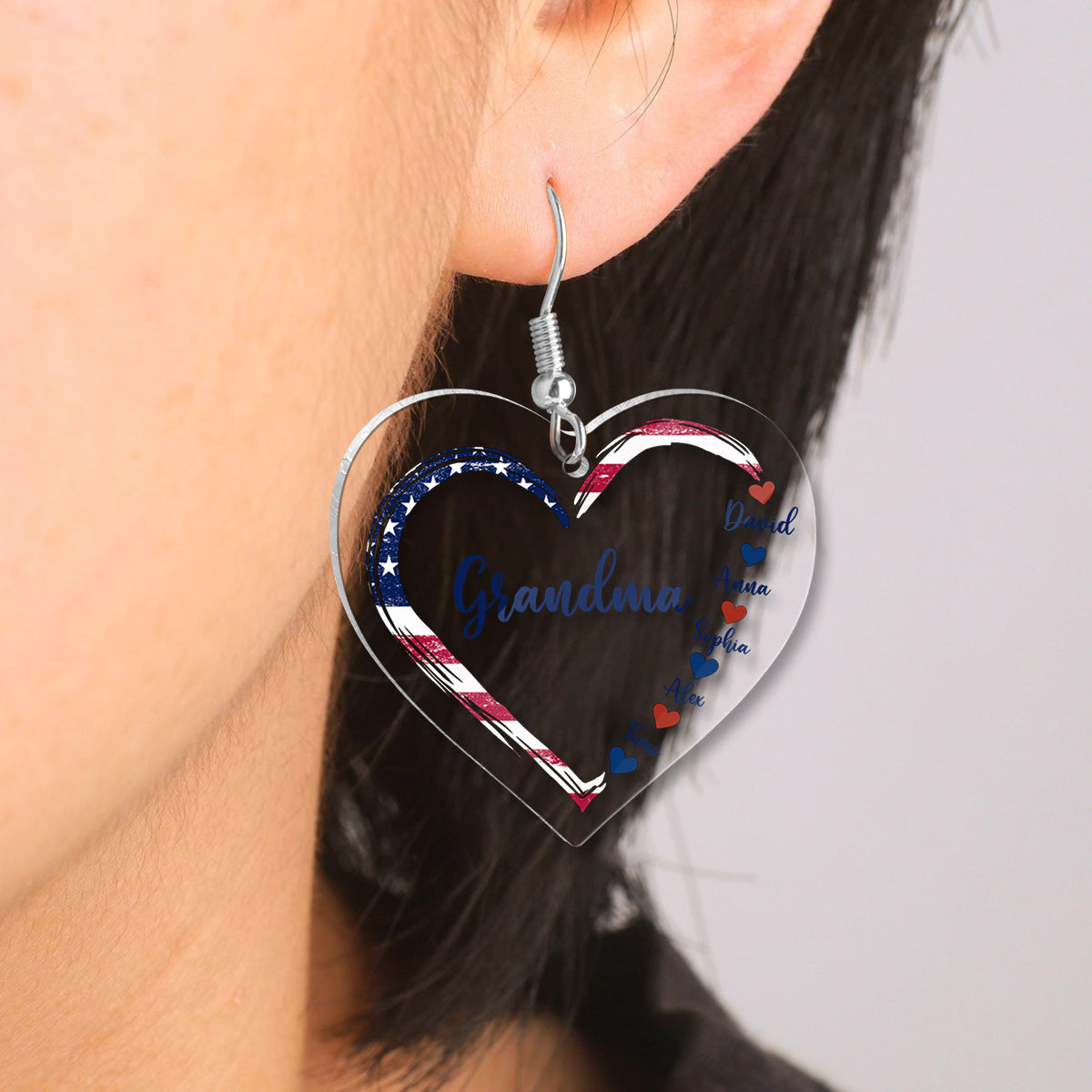 First Mom Now Grandma - Personalized Grandma Transparent Earrings