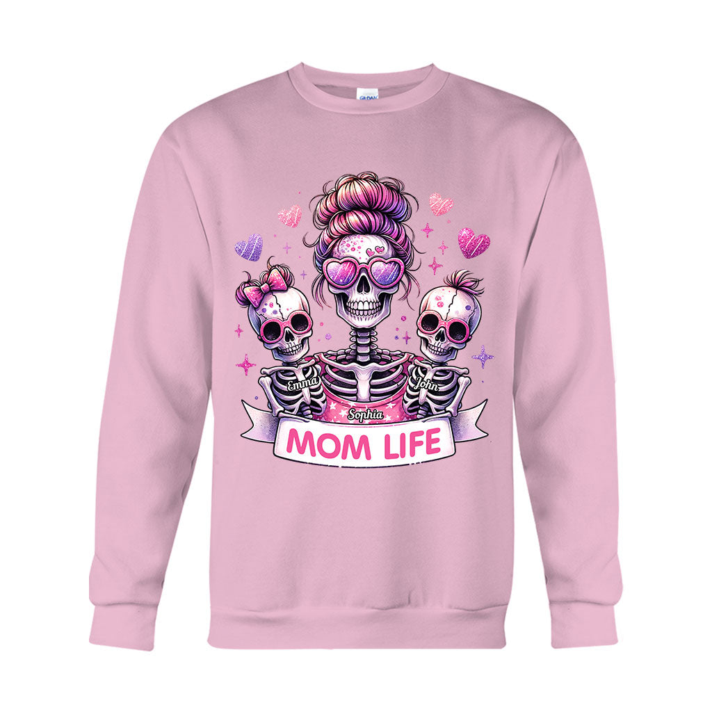 Mama-Leben – Personalisiertes Totenkopf-T-Shirt und Hoodie
