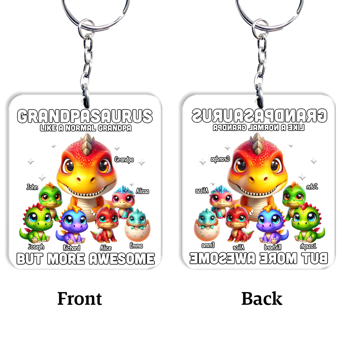 Daddysaurus Grandpasaurus 3D Dinosaurs - Personalized Father Keychain