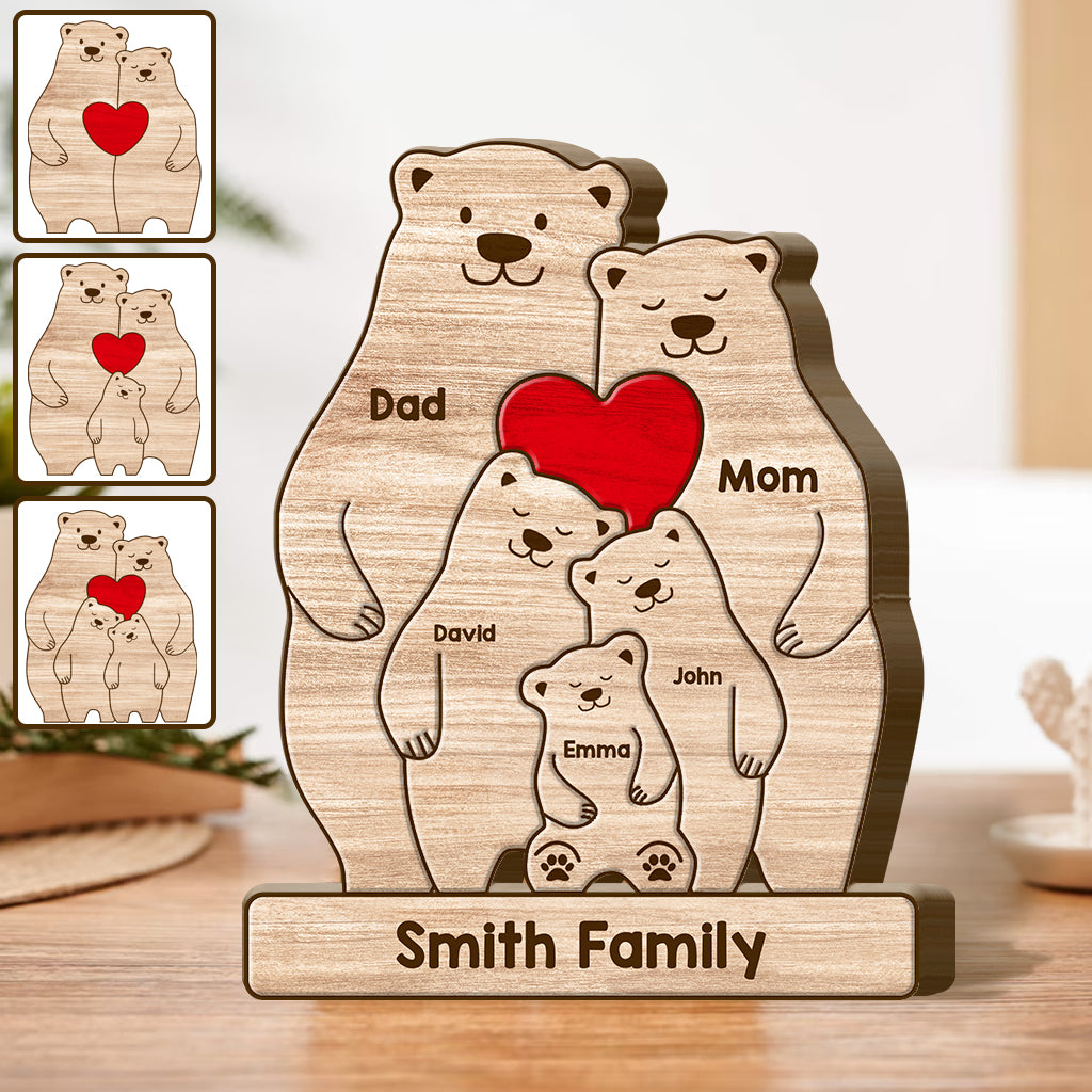 Bear Family - Personalized Family Shaped Wooden Puzzle