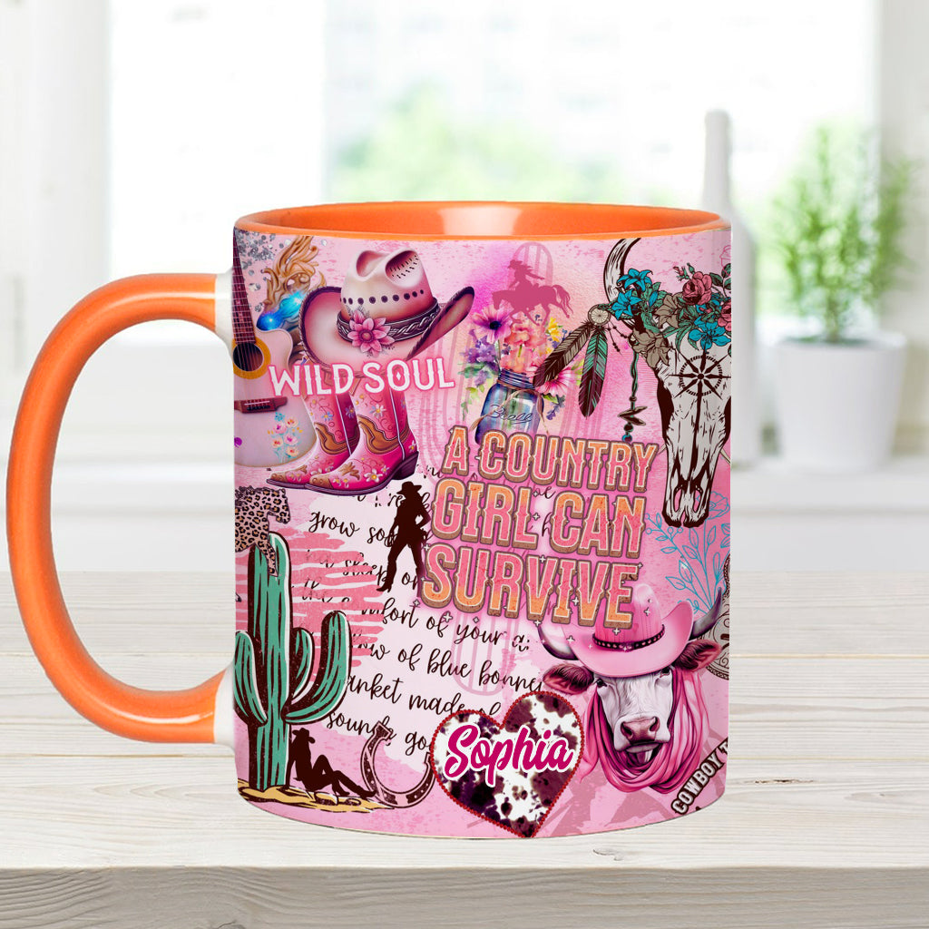 A Country Girl Can Survive - Personalized Country Girl Accent Mug