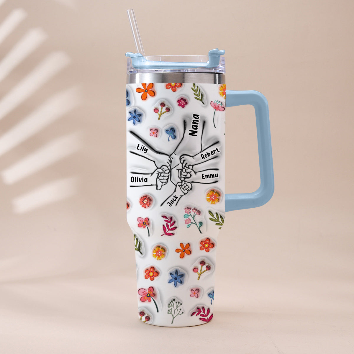 You Hold Our Hand - Personalized Mother Tumbler With Handle