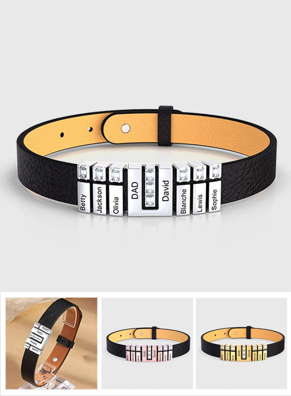 Dad's Bracelet With Charms - Personalized Father Men's Bracelet With Charms