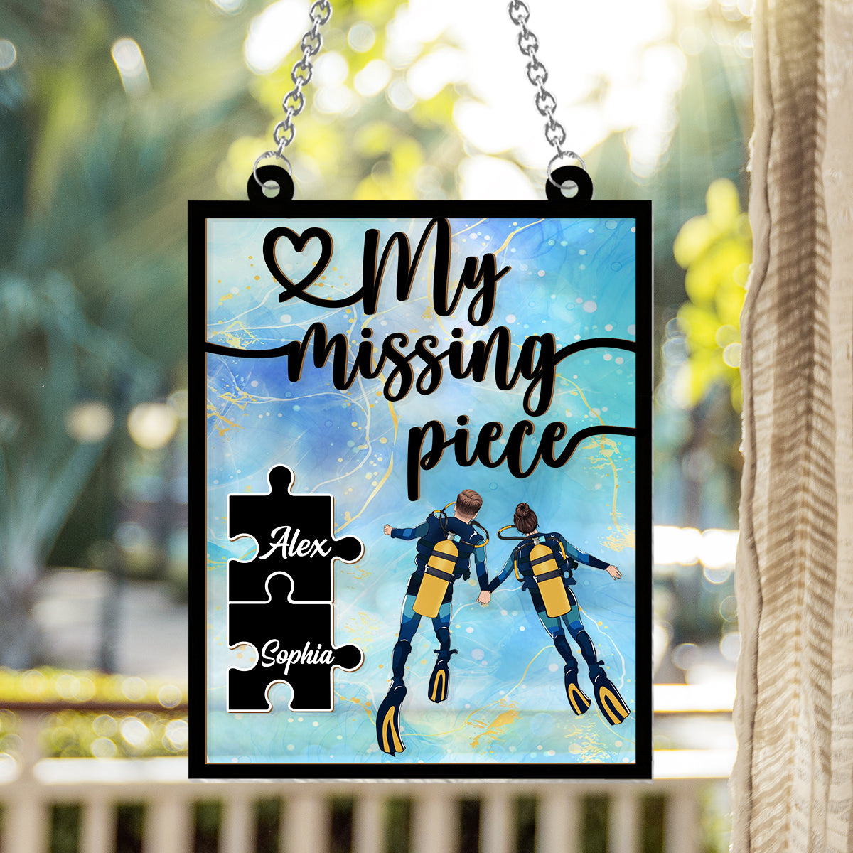 You Are My Missing Piece - Personalized Scuba Diving Window Hanging Suncatcher Ornament