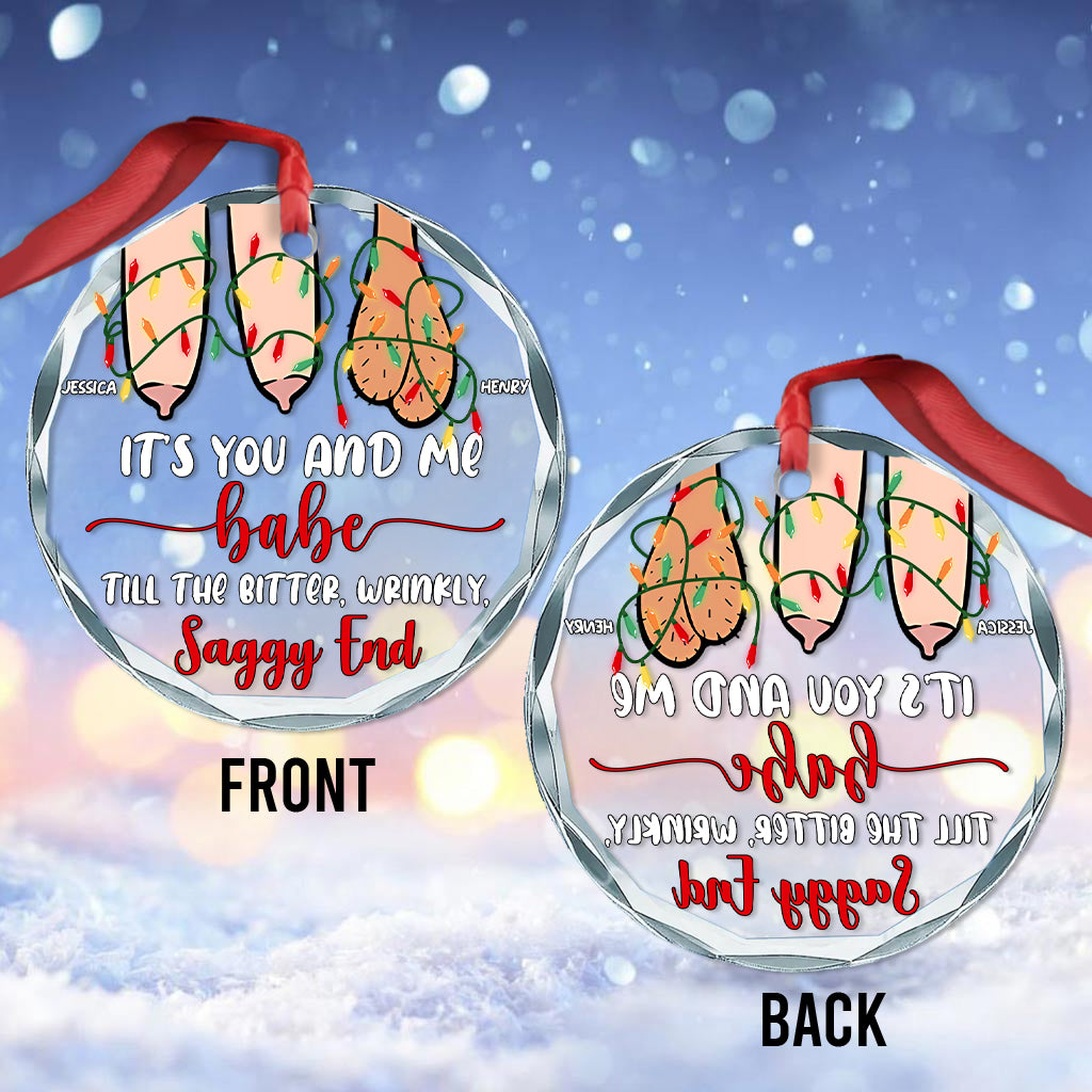 It's You And Me - Personalized Couple Round Shaped Glass Ornament