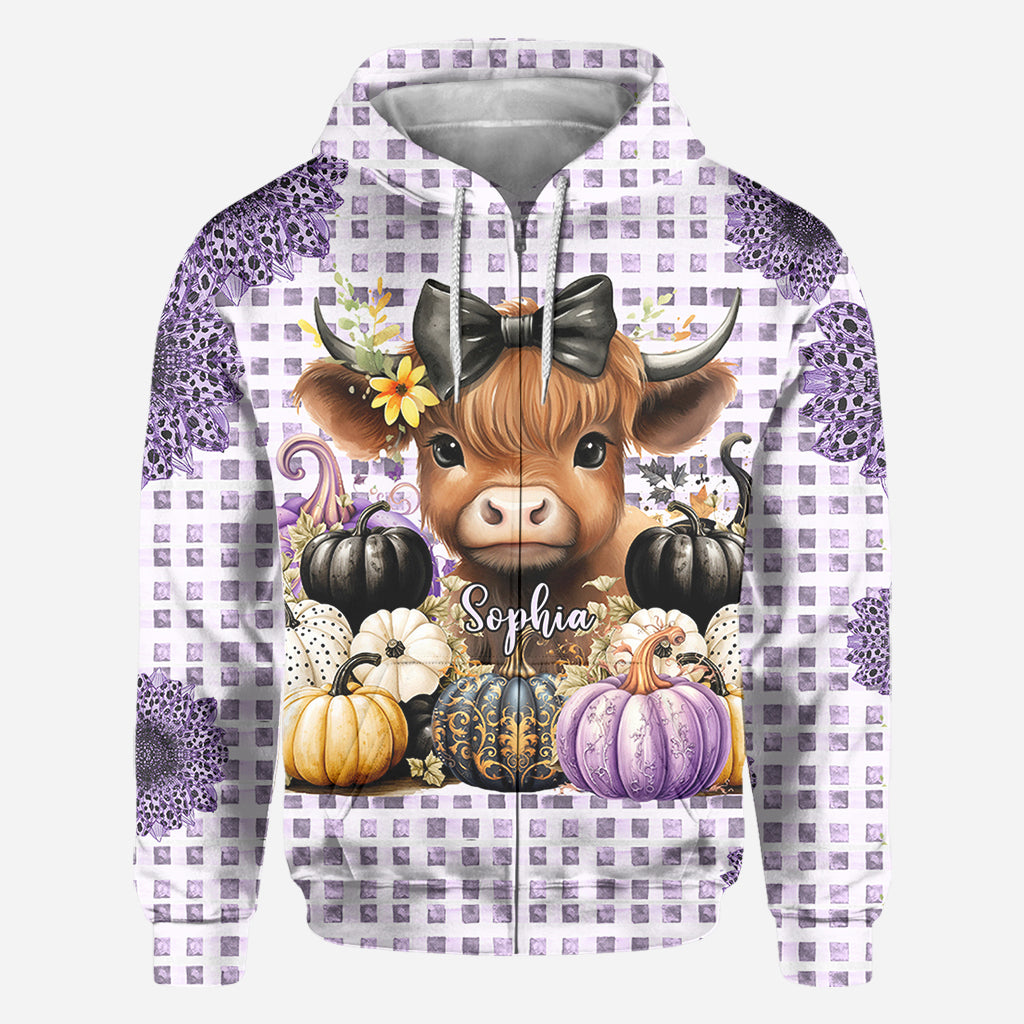 Cute Baby Highland Cow Fall Pumpkins - Personalized All Over Shirt