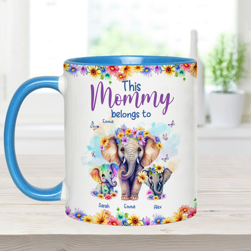 Elephants This Mommy Belongs To - Personalized Mother Accent Mug
