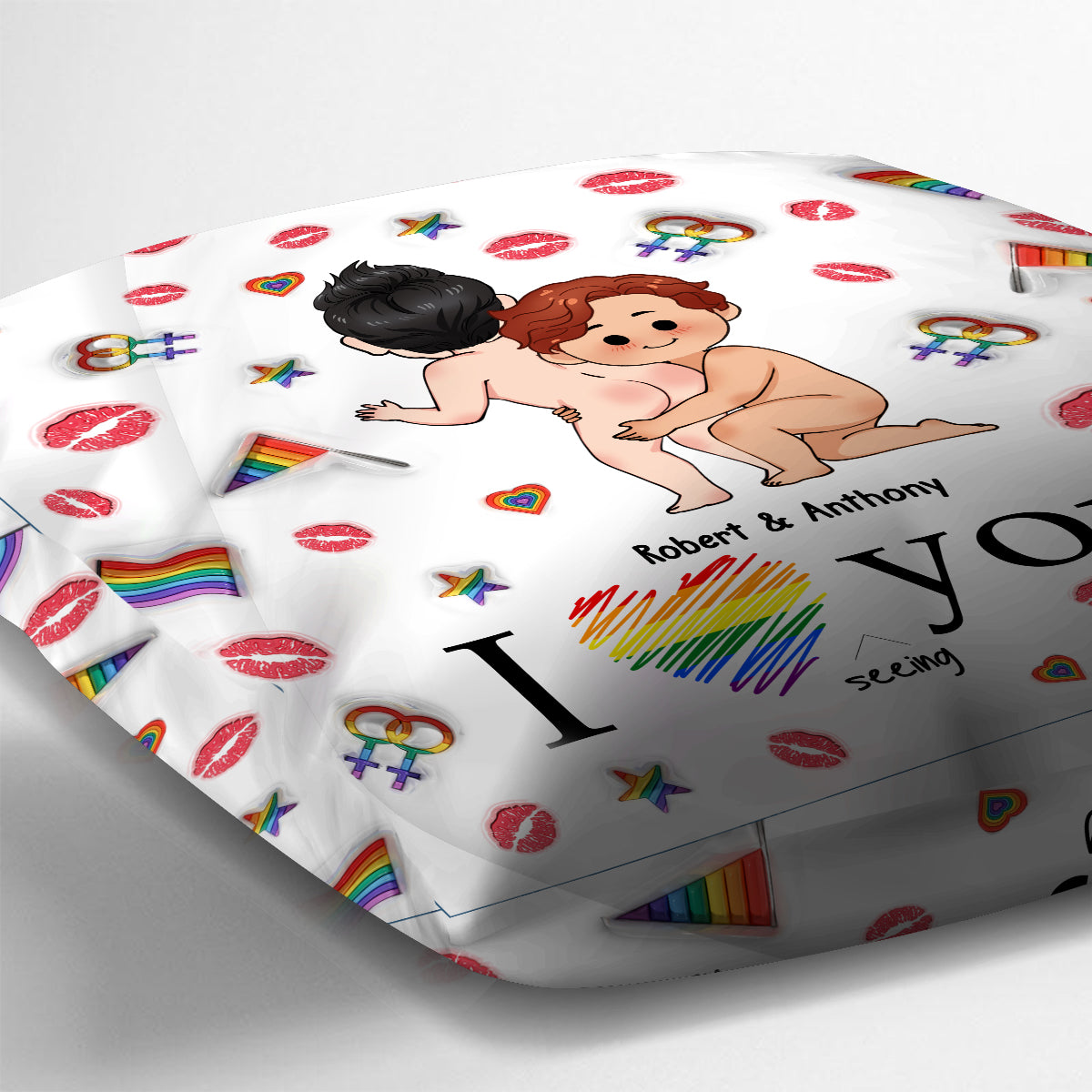 Je t'aime - Coussin décoratif personnalisé de soutien LGBT