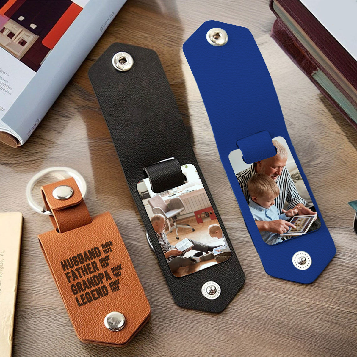 Légende Mari Père Grand-père - Porte-clés album photo personnalisé pour grand-père