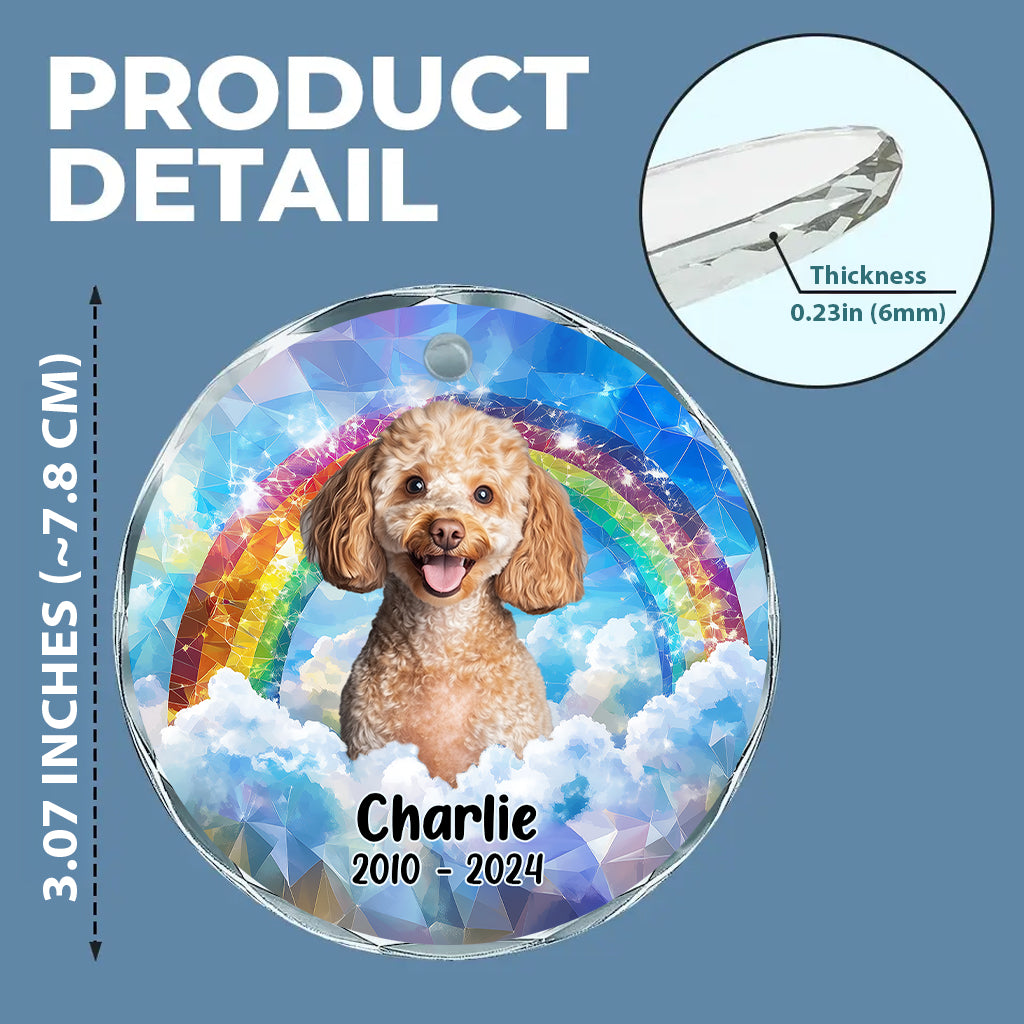 Für immer in meinem Herzen – Personalisierter runder Glasanhänger in Hundeform