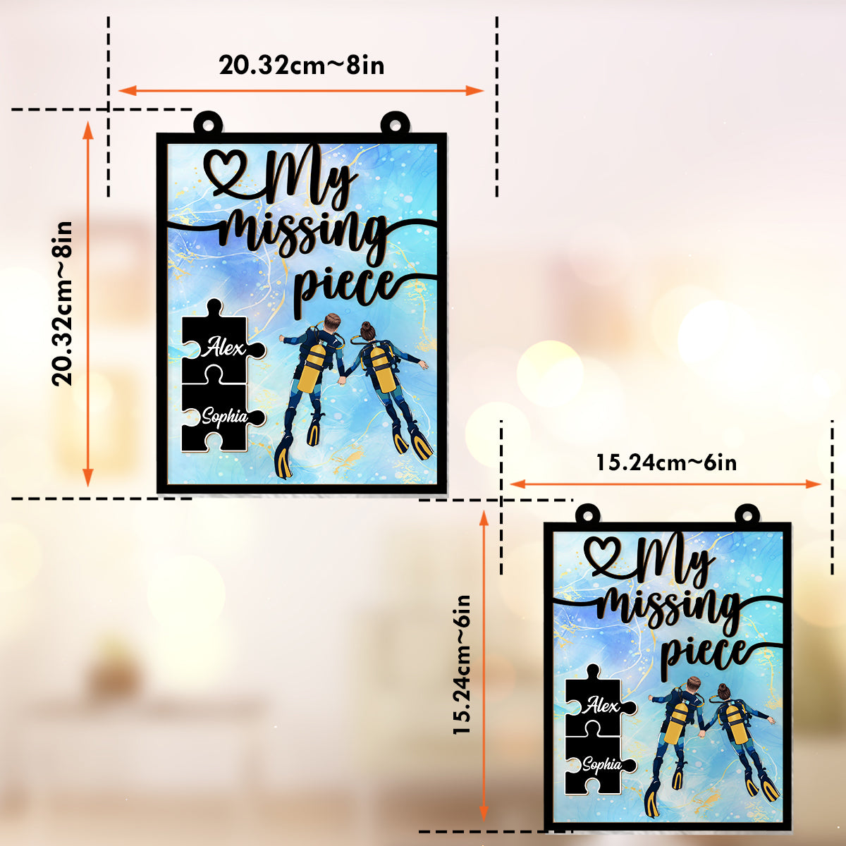 You Are My Missing Piece - Personalized Scuba Diving Window Hanging Suncatcher Ornament