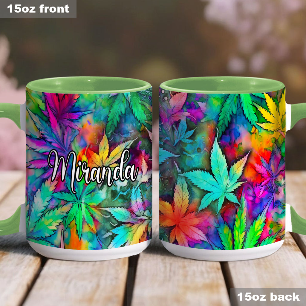 Psychedelic Marijuana Leaf - Personalized Weed Accent Mug