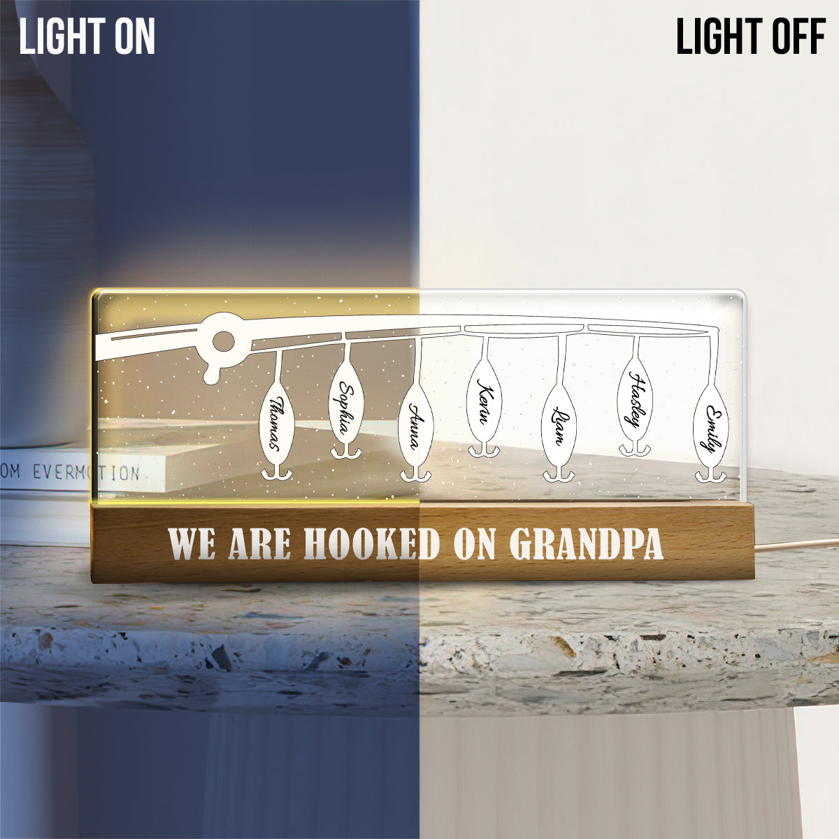 Hooked On Dad - Personalized Father Custom LED Night Light