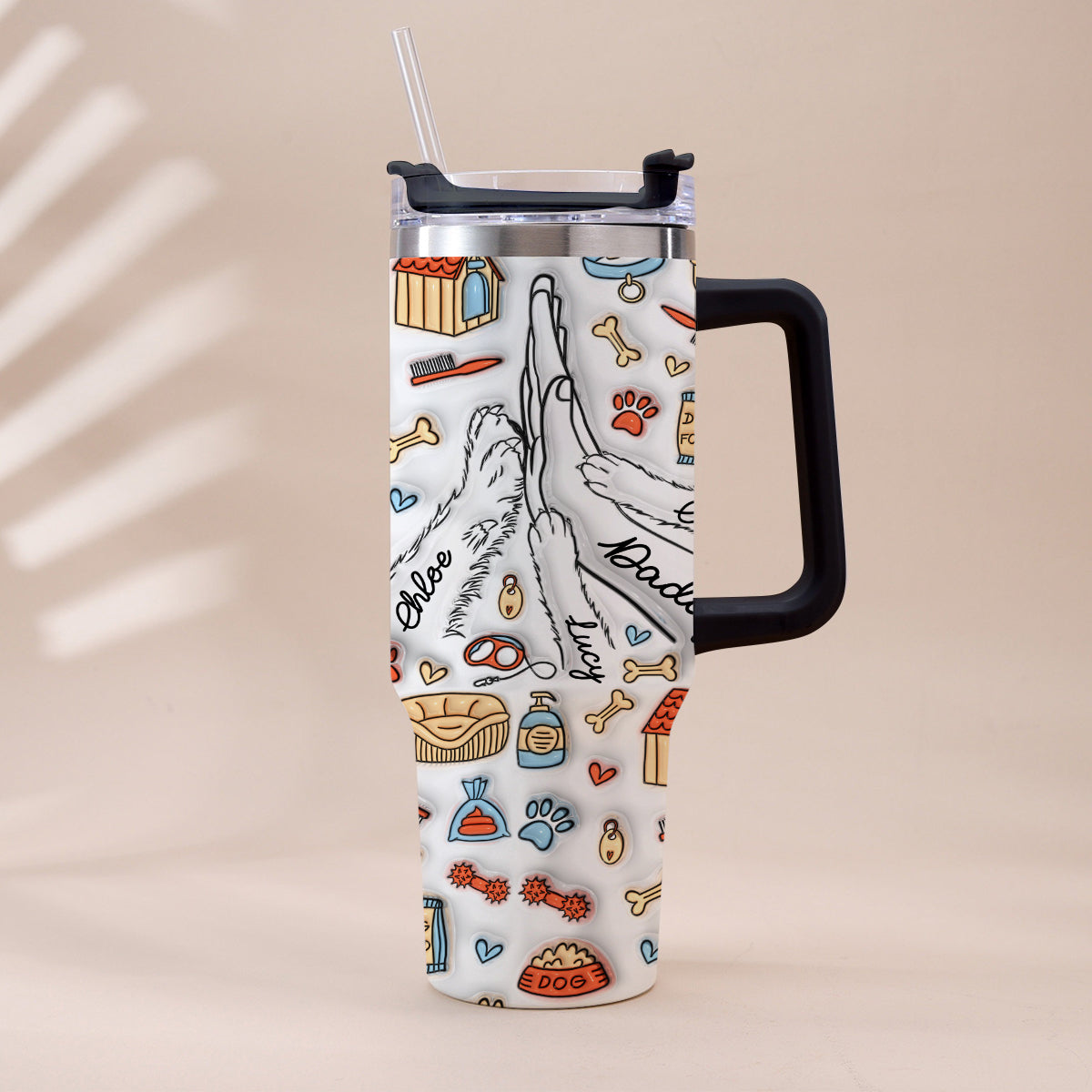 Best Dog Dad Ever - Personalized Father Tumbler With Handle