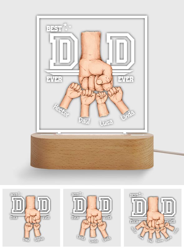 Best Dad Ever Fist Bump - Personalized Father Shaped Plaque Light Base