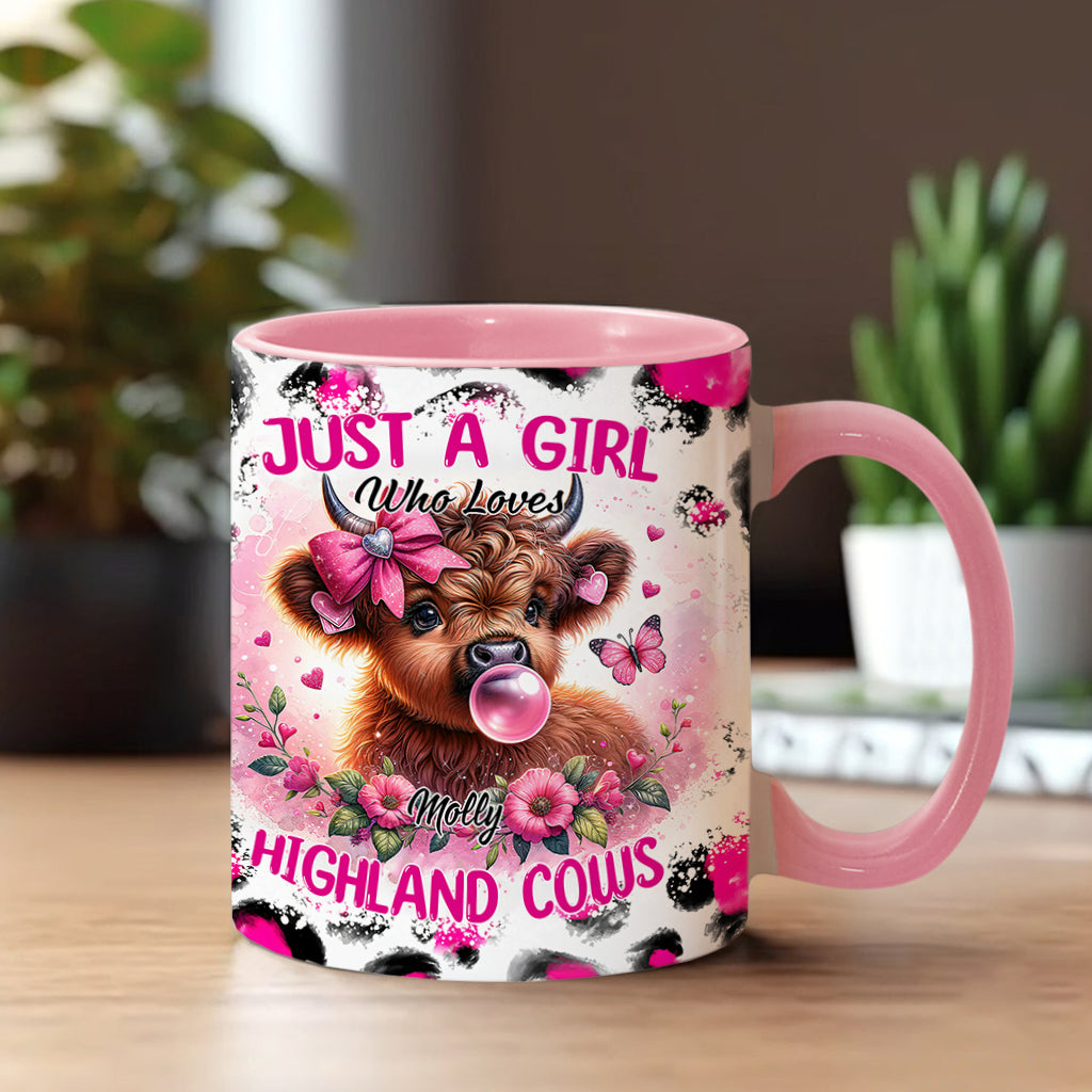 Niedliche rosa Hochlandkuh - Personalisierter Akzentbecher