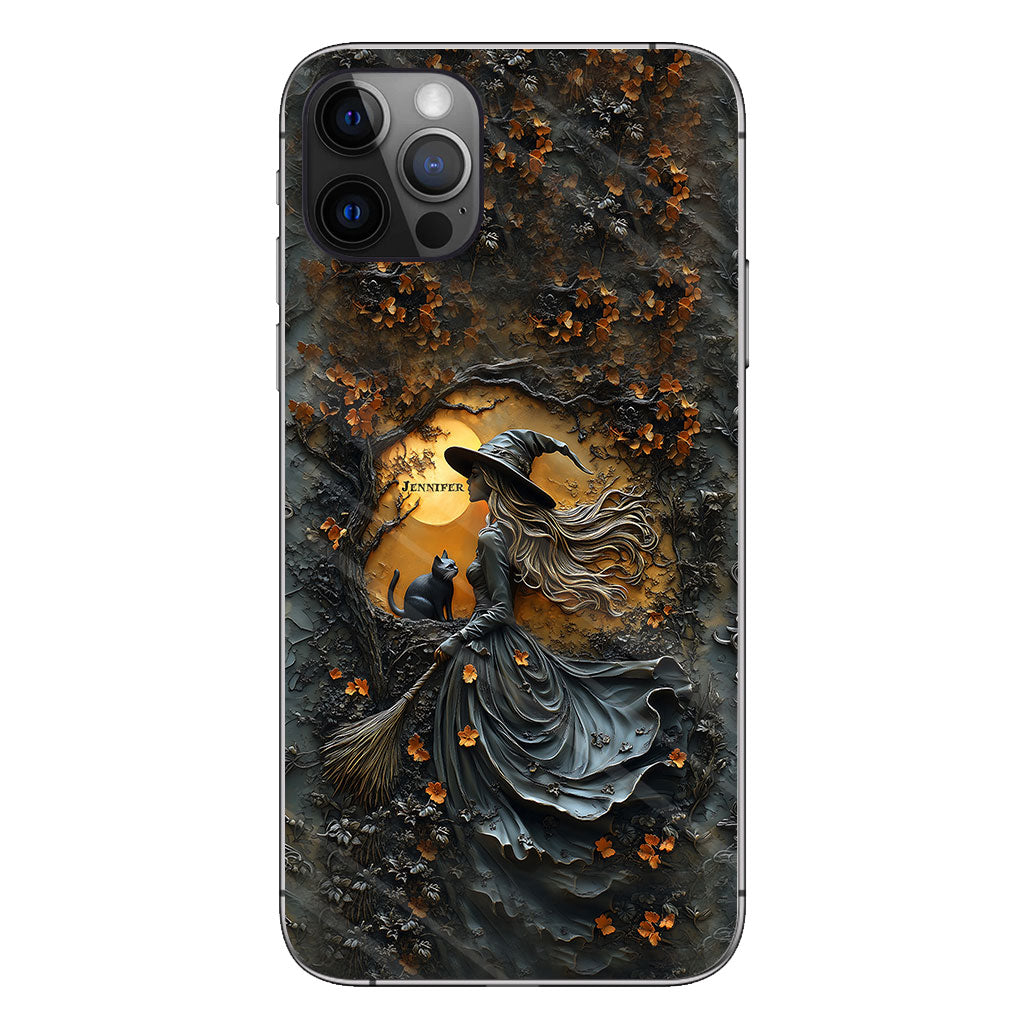 Beautiful Witch & Her Black Cat - Personalized Witch Phone Case