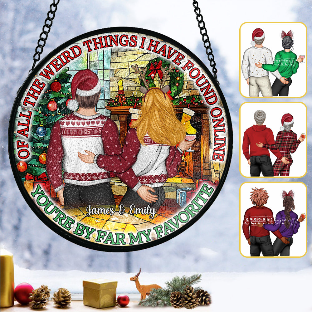 You're By Far My Favourite - Personalized Couple Stained Glass Suncatcher