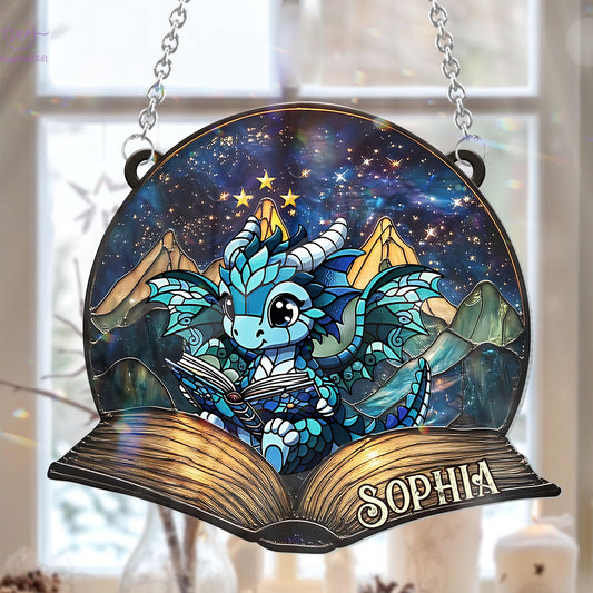 Fantasy Book Reader - Personalized Book Window Hanging Suncatcher Ornament