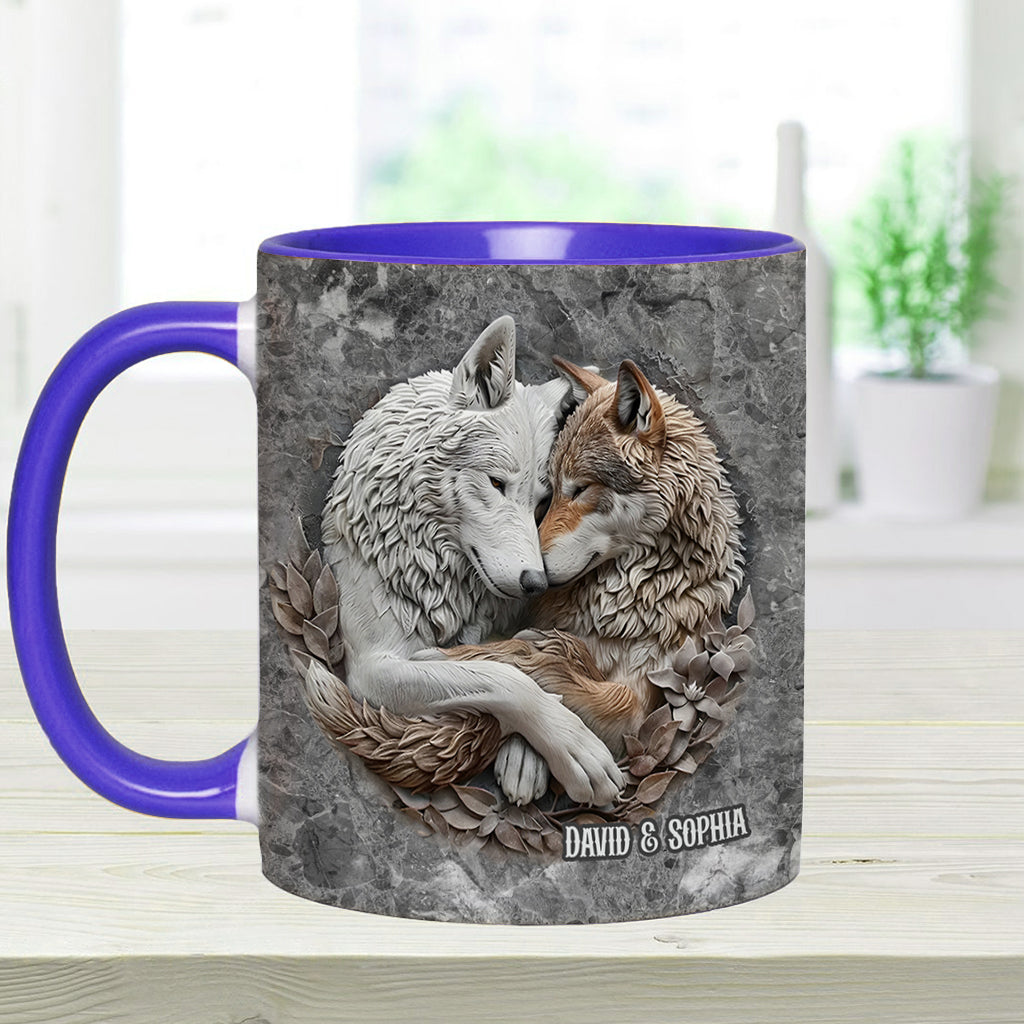 Wolfspaar – Personalisierte Tasse mit Wolfsmotiv
