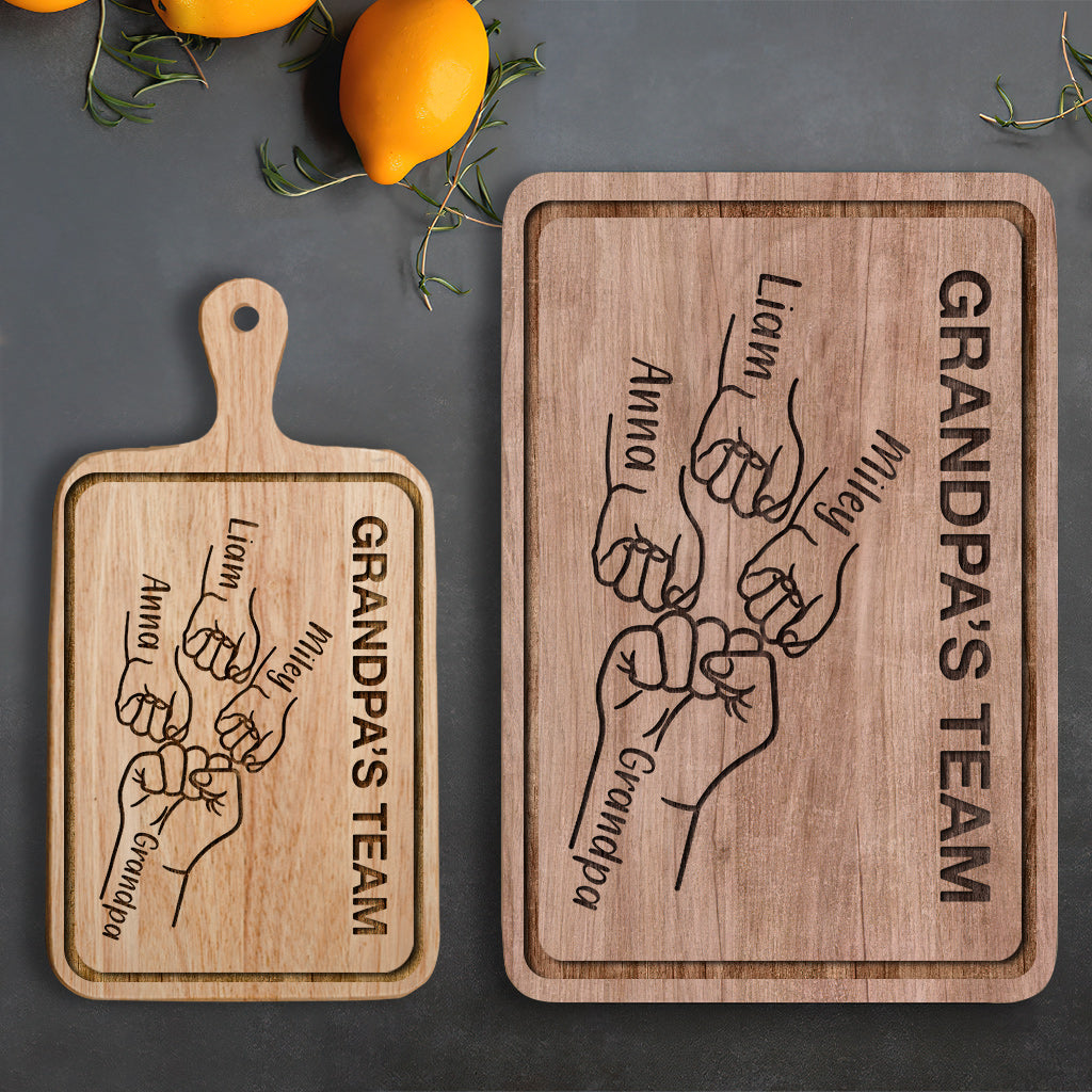 Grandpa's Grilling Team - Personalized Grandpa Cutting Board