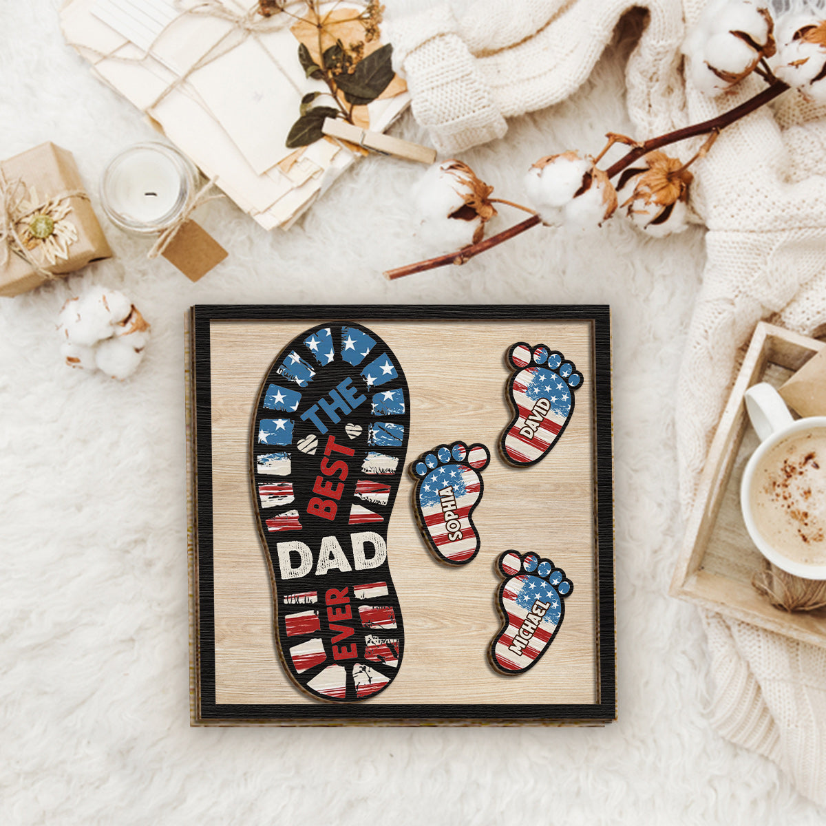 The Best Dad/ Grandpa... Ever - Personalized Father 2 Layered Wood Sign / Wood Plaque