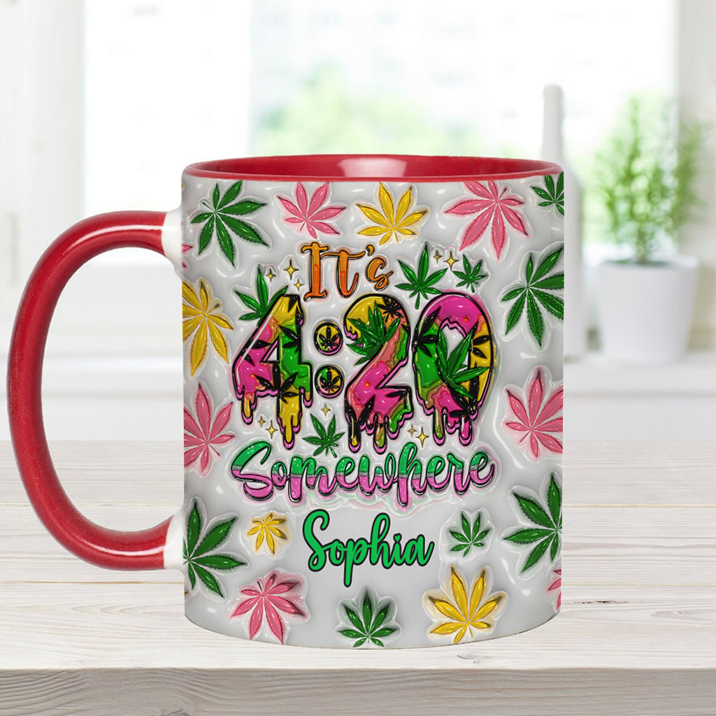 Irgendwo ist es 4:20 Uhr – Personalisierte Tasse mit Cannabis-Motiv