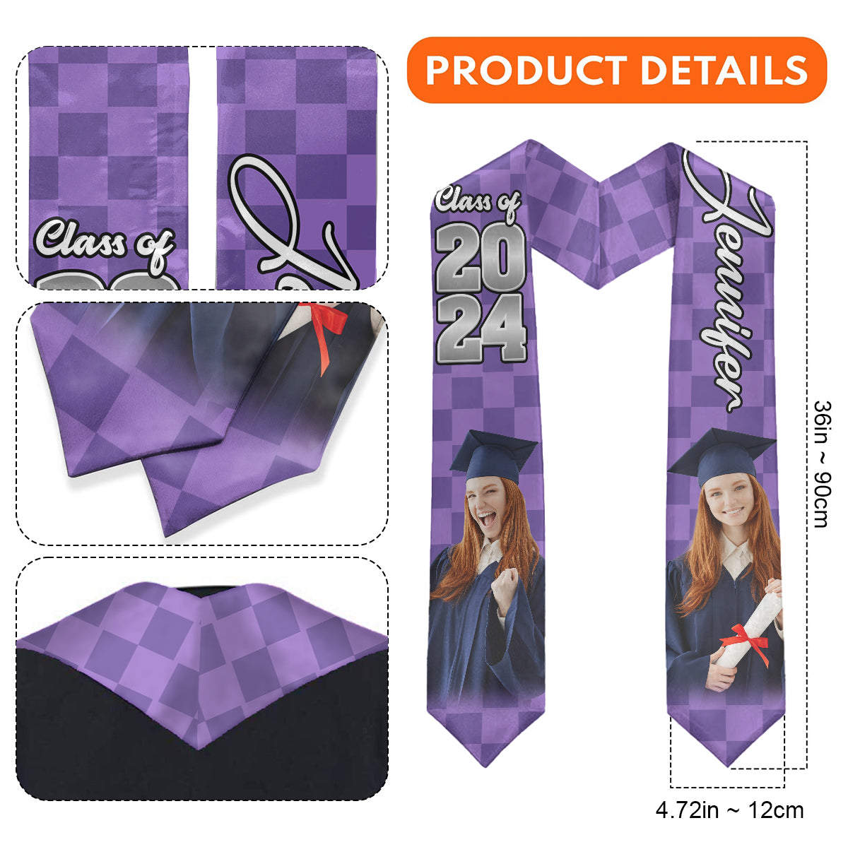 Photo Custom Graduation Stole Sash - Personalized Graduation Graduation Stole