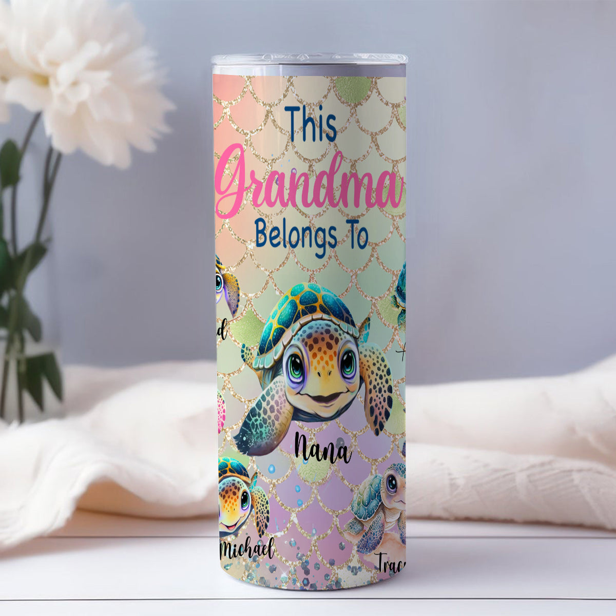This Grandma Mom Belongs To Custom Any Title - Personalized Grandma Skinny Tumbler
