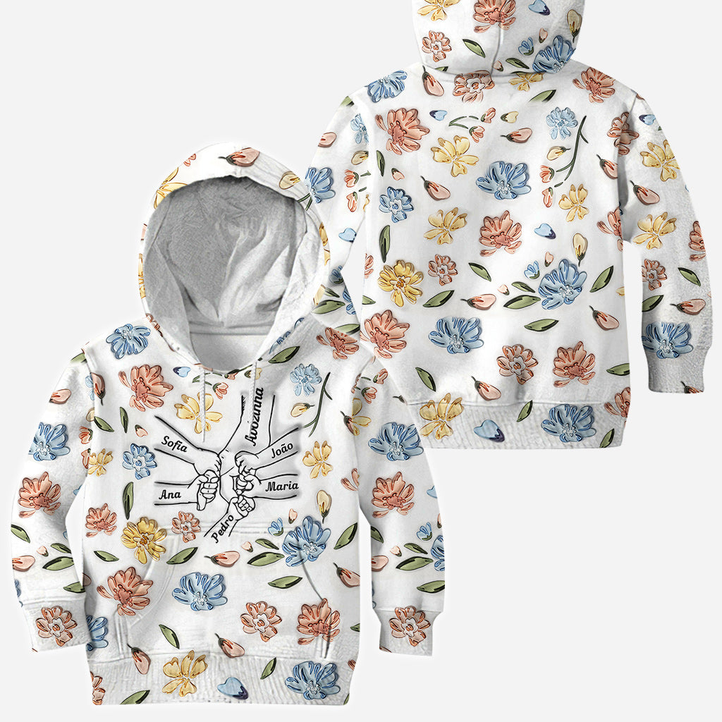 Mom's Love Hands Holding Pastel Floral - Personalized Mother All Over Shirt