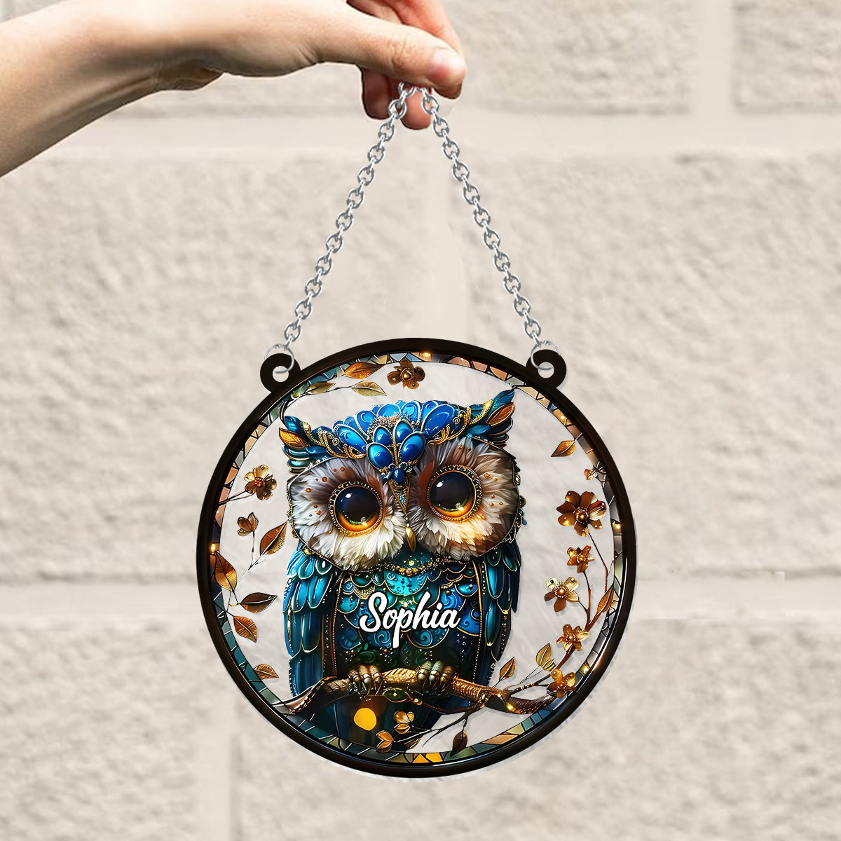 Charming Owl - Personalized Owl Window Hanging Suncatcher Ornament