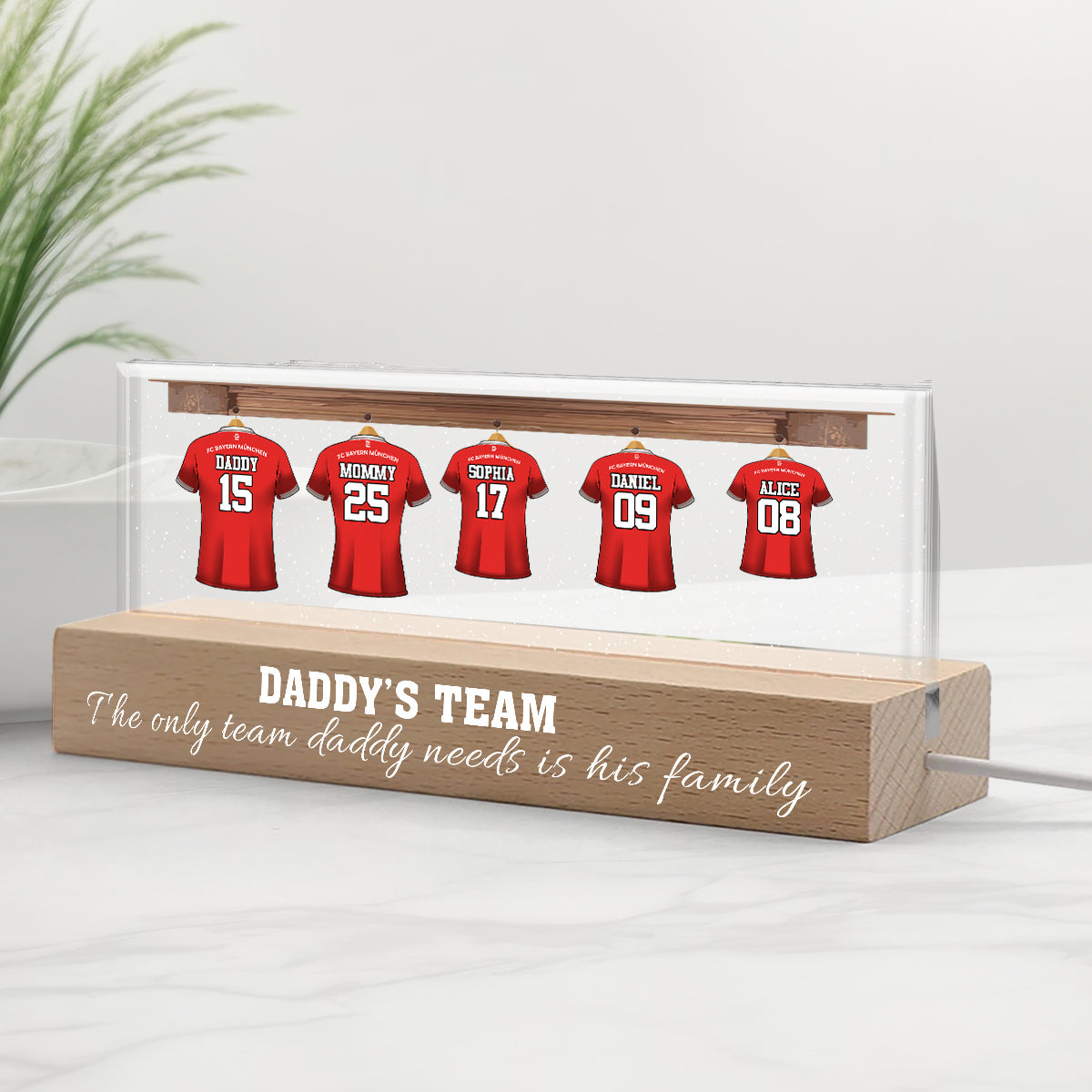 Veilleuse LED personnalisée « L'équipe de papa » (Football)