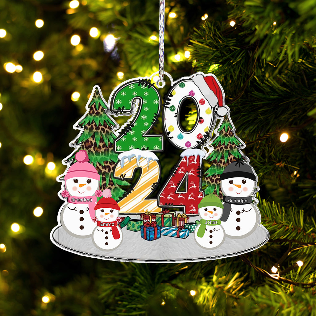 Adorable bonhomme de neige pour les petits-enfants - Ornement personnalisé pour grand-mère