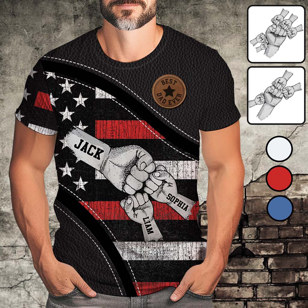 Fist Bump Dad And Children - Personalized Father All Over Shirt