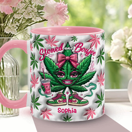 Stoned And Boujee – Personalisierter Becher mit Cannabis-Akzent