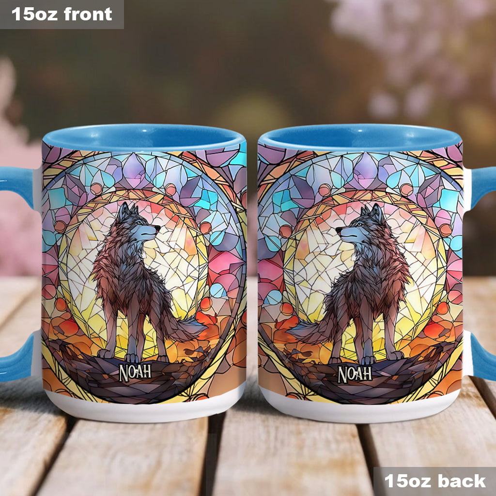 Wilder Geist – Personalisierte Tasse mit Wolfsmotiv