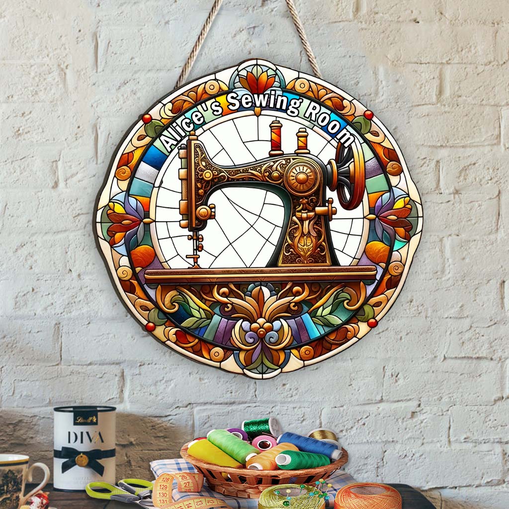 Your Name's Sewing Room - Personalized Sewing Custom Shaped Wood Sign