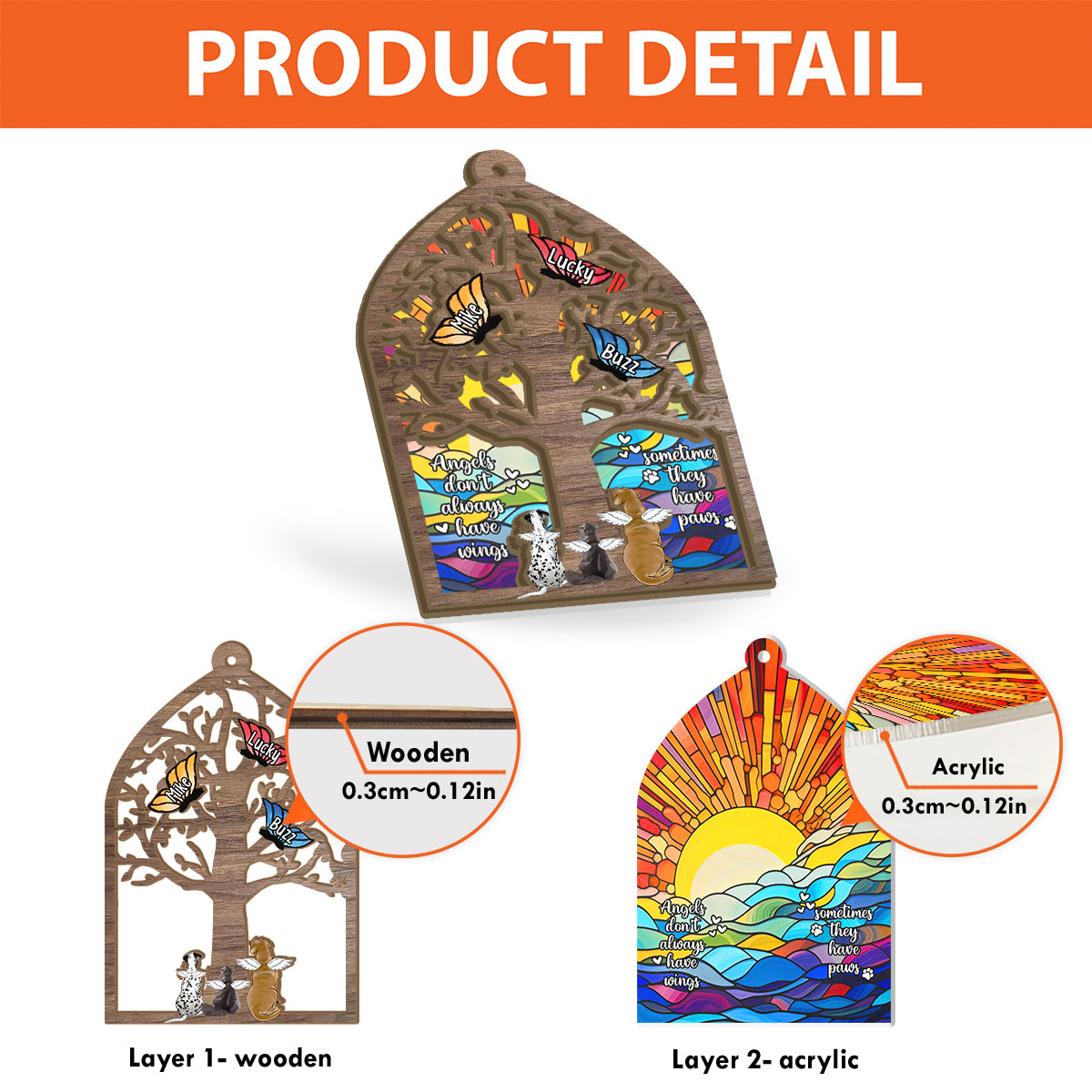 Once By My Side Forever In My Heart - Personalized Dog 2 Layered Window Hanging Suncatcher