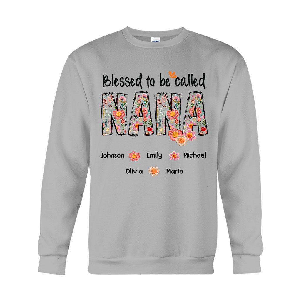 Blessed To Be Called Nana Floral Style - Personalized Grandma T-shirt And Hoodie