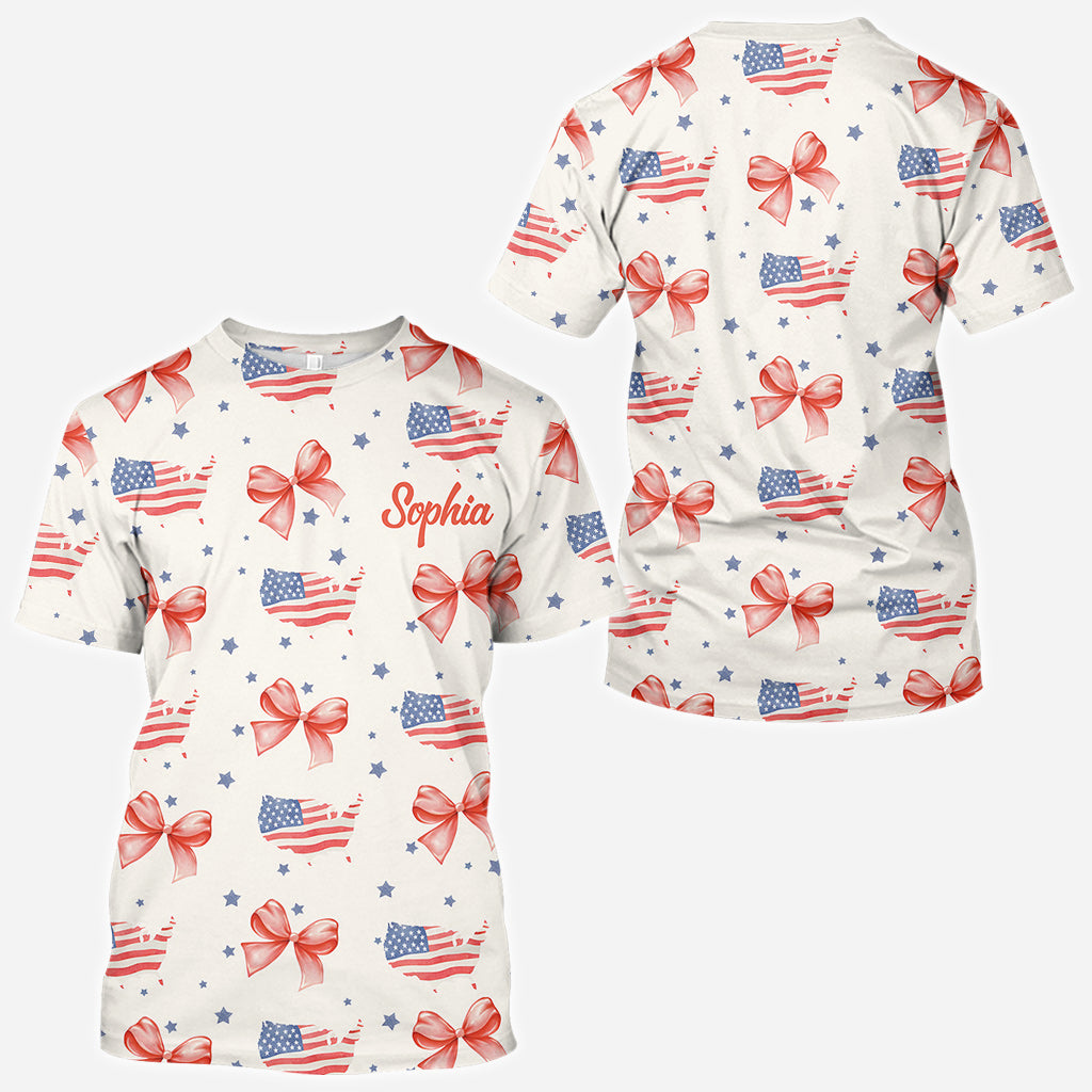 Coquette American Girl - Personalisiertes T-Shirt zum Unabhängigkeitstag/4. Juli