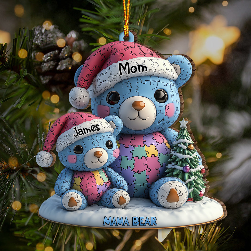 Mama Bear Christmas - Personalized Autism Awareness Ornament