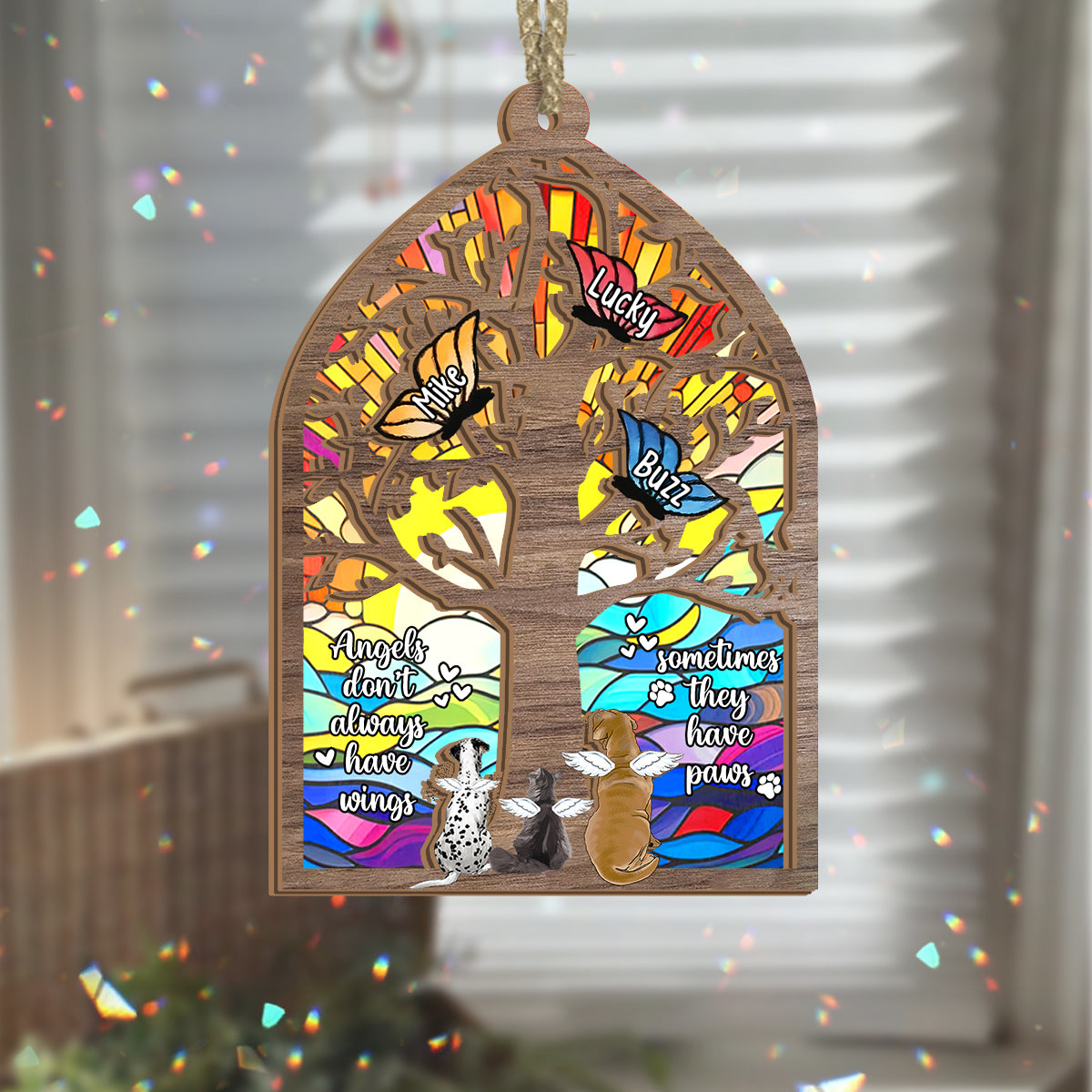 Once By My Side Forever In My Heart - Personalized Dog 2 Layered Window Hanging Suncatcher