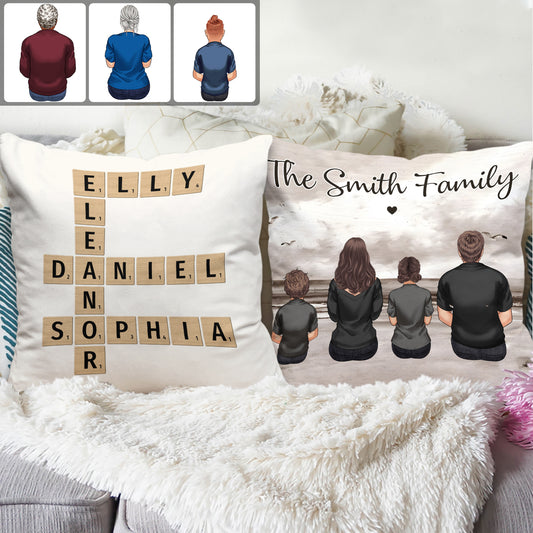 Family Crossword Art - Personalized Family Throw Pillow