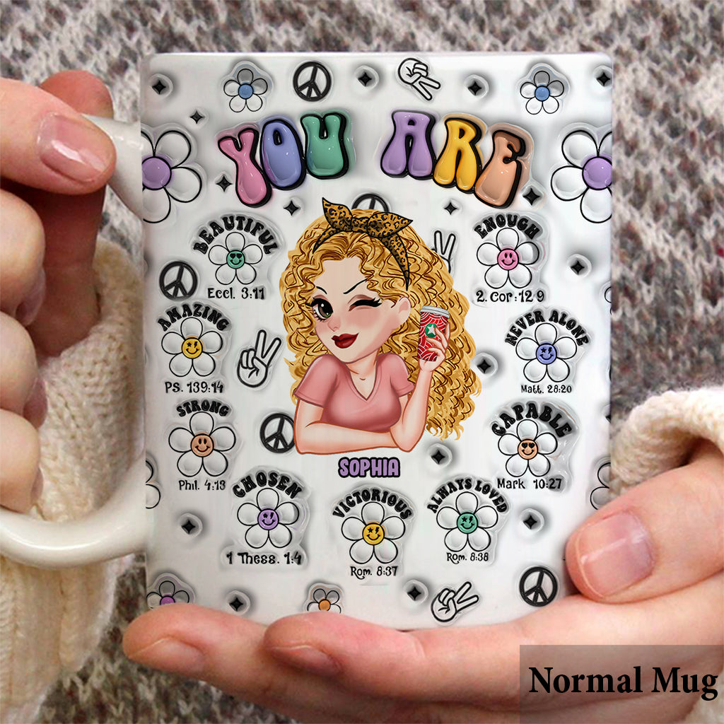 You Are Beautiful Strong Victorious Enough - Personalized Hippie Mug